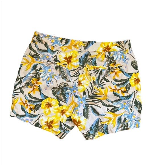 Old Navy Tan Tropical Every day Mid Rise Linen blend Shorts size 10 - Picture 7 of 9